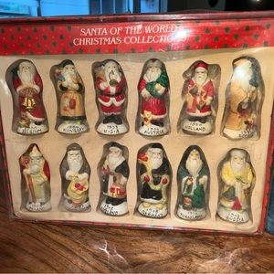 Vintage Santas From Around the World Porcelain Hand Painted Set of 12 Christmas